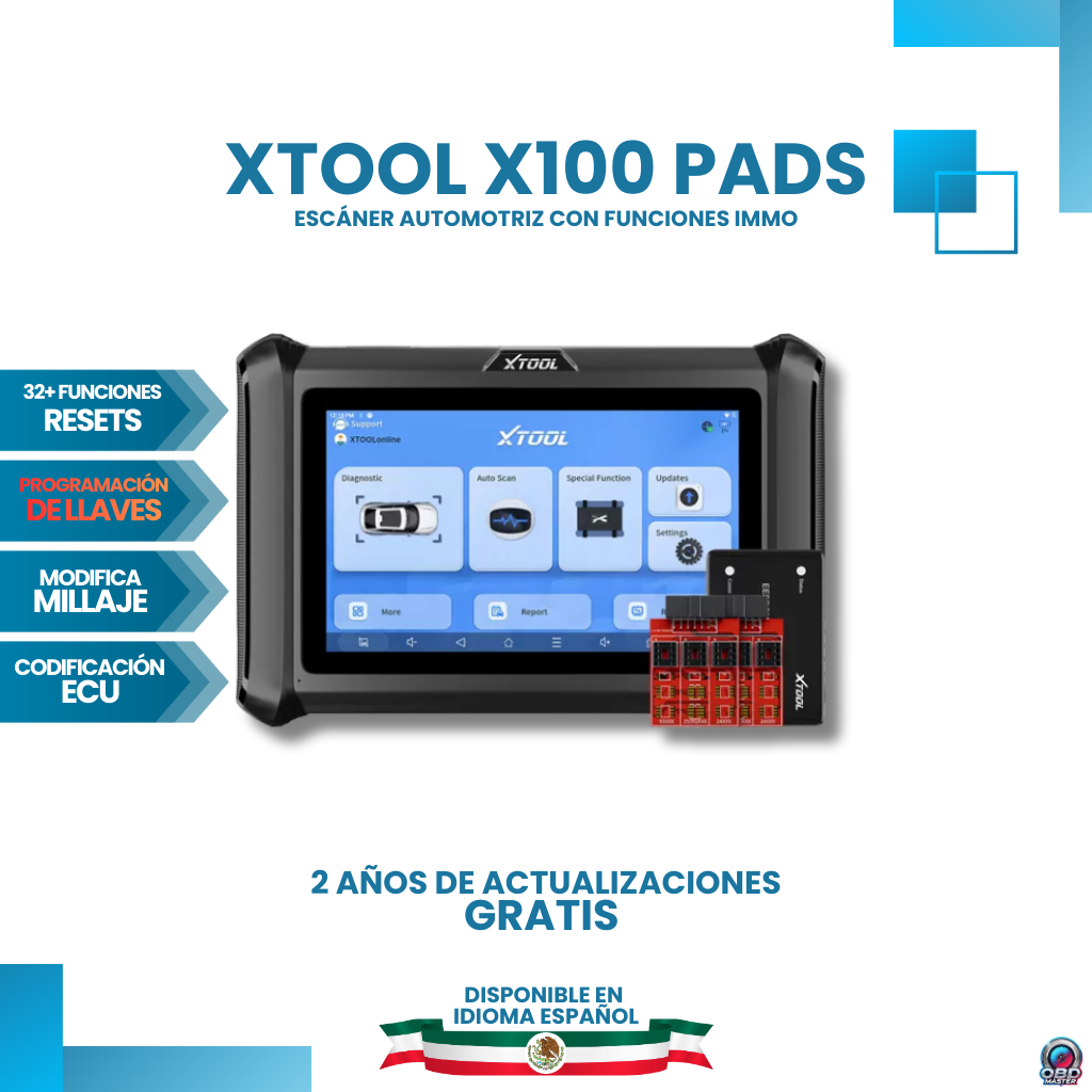 XTOOL X100 PAD S – Programación de Llaves, Calibración de Odómetro y Diagnóstico