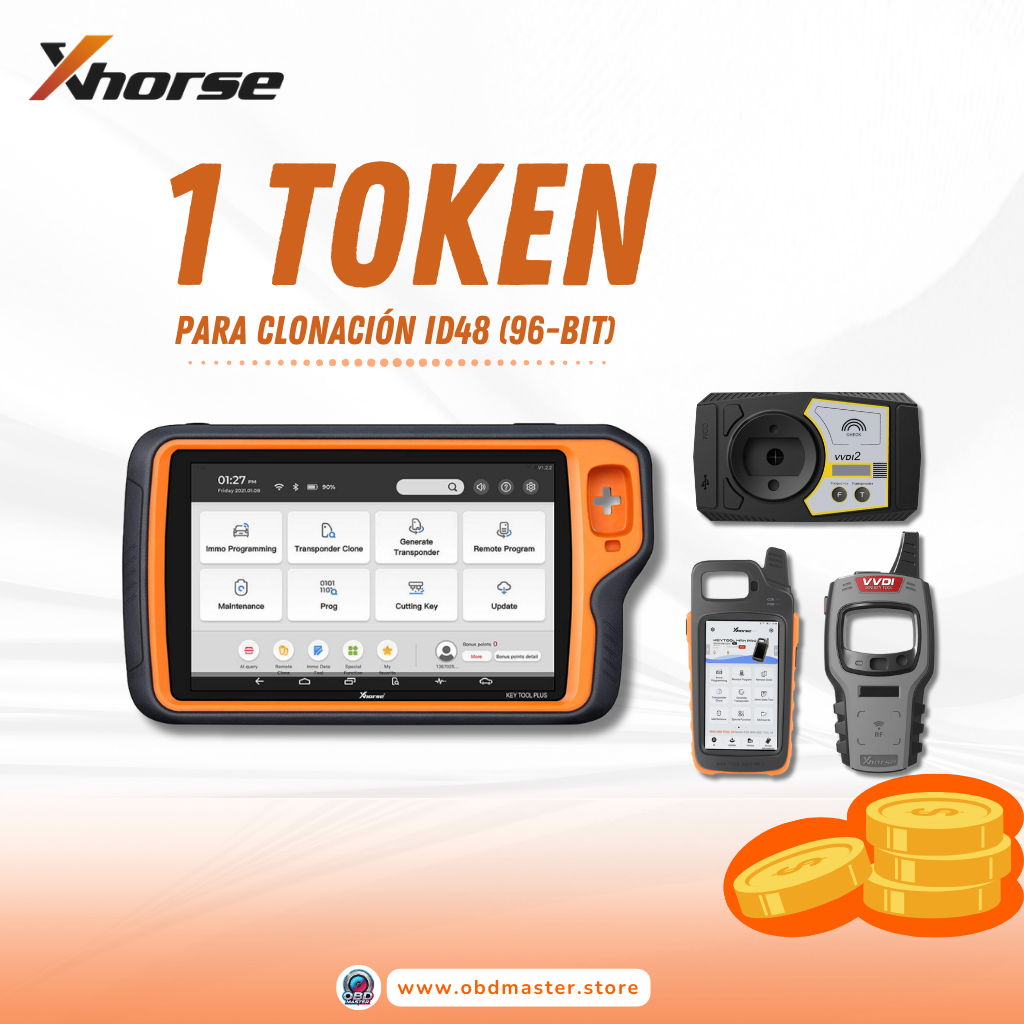 1 Token para Copia 48 e ID48 96bit para Xhorse VVDI2/Key Tool Plus/Mini VVDI Key Tool/Key Tool Max/Key Tool Max Pro