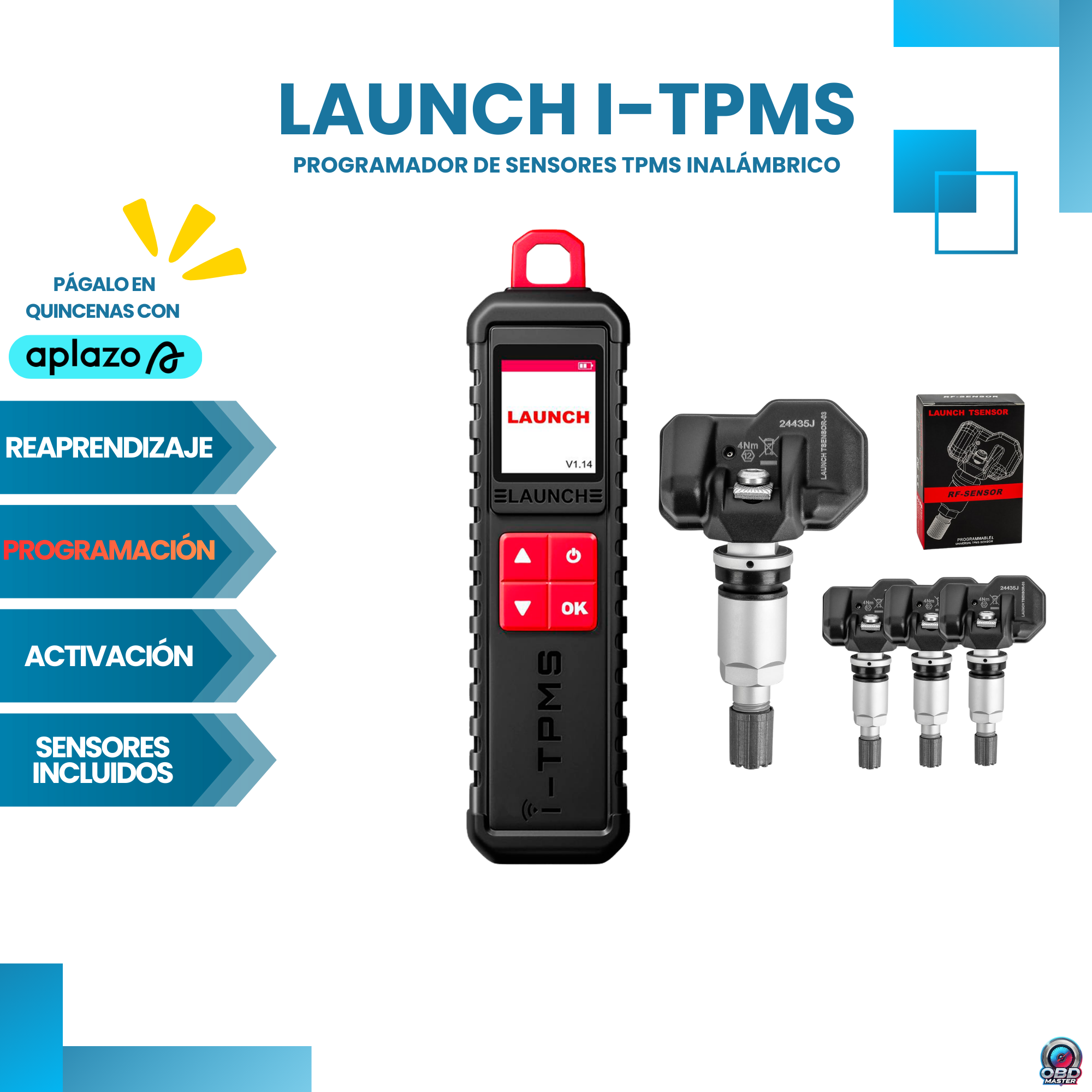 Launch i-TPMS Portable Sensor Programmer +4 Sensors 