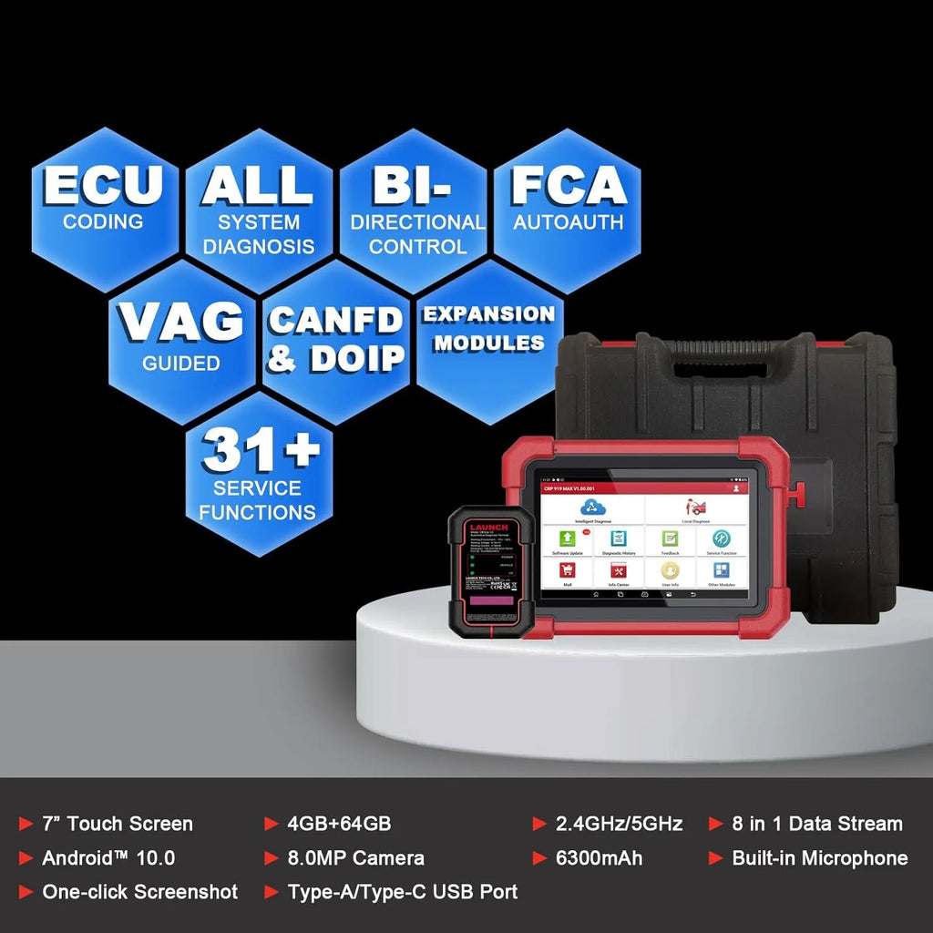 Escáner Automotriz LAUNCH CRP919 MAX Bluetooth + Programador de Sensores i-TPMS