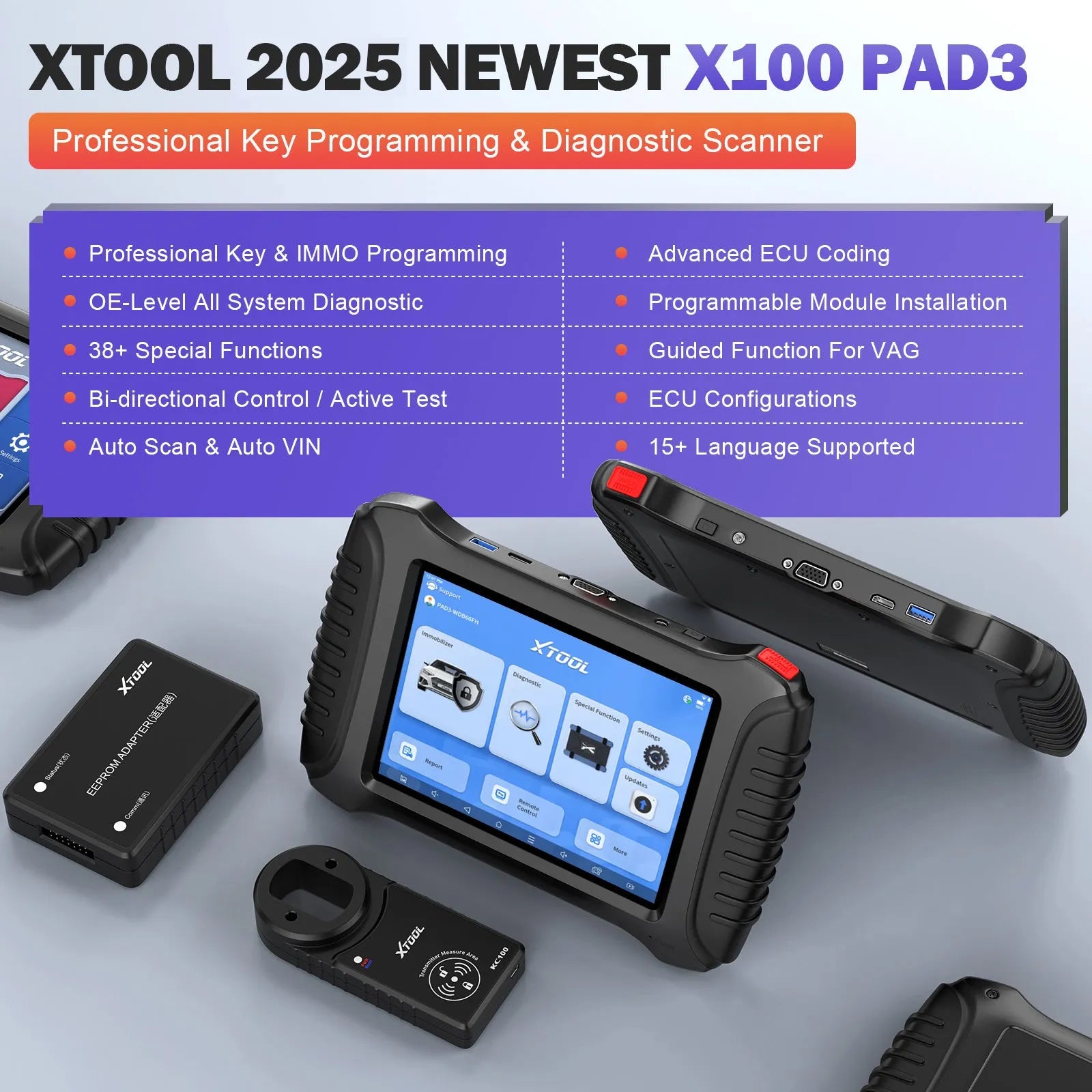 Escáner y Programador de Llaves XTOOL X100 PAD3 V2.0