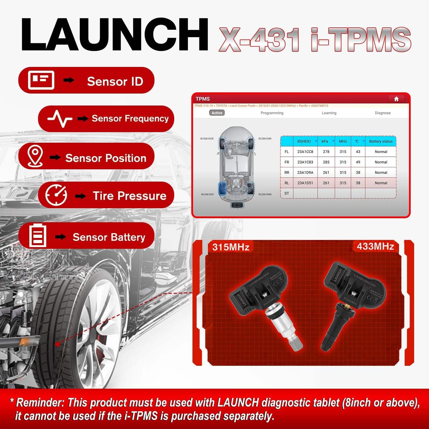 Escáner Automotriz LAUNCH CRP919 MAX Bluetooth + Programador de Sensores i-TPMS