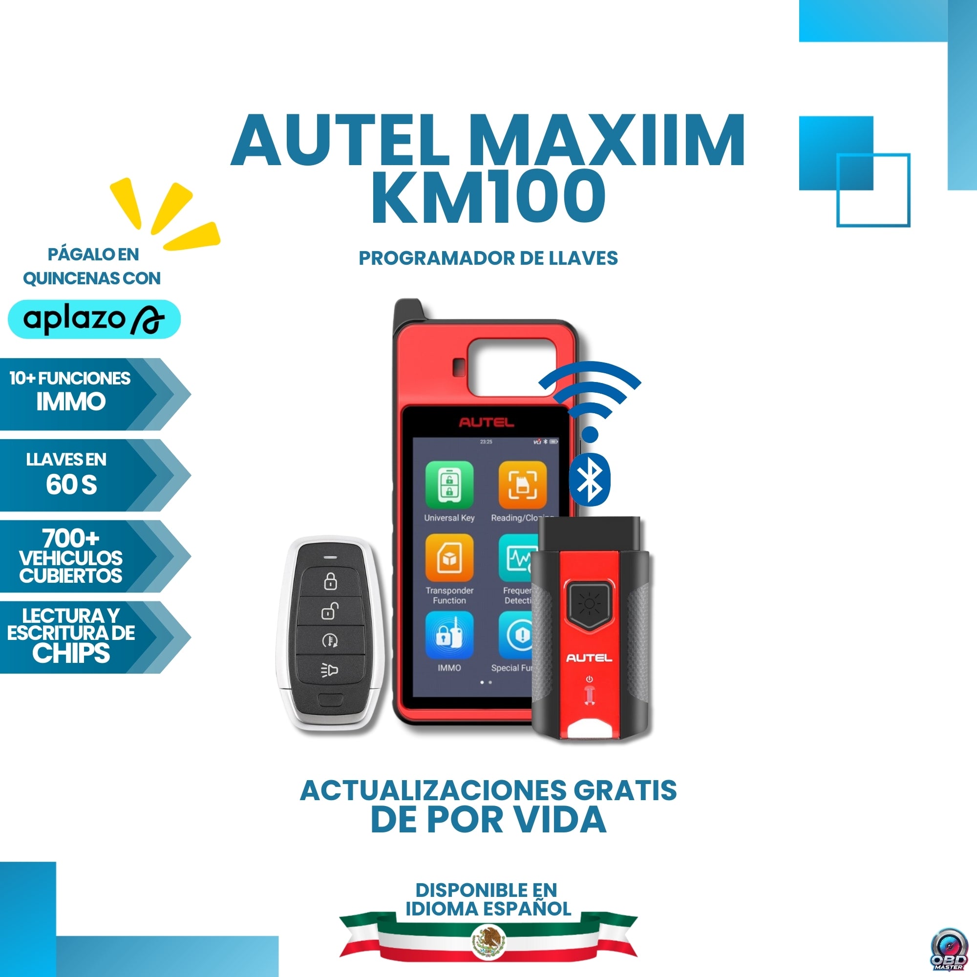 Autel KM100 Programador de Llaves & Chips | Updates De Por Vida + 2 llaves
