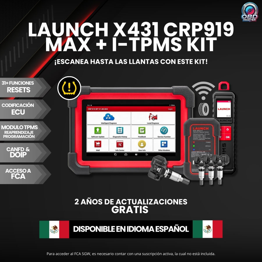 Escáner Automotriz LAUNCH CRP919 MAX Bluetooth + Programador de Sensores i-TPMS