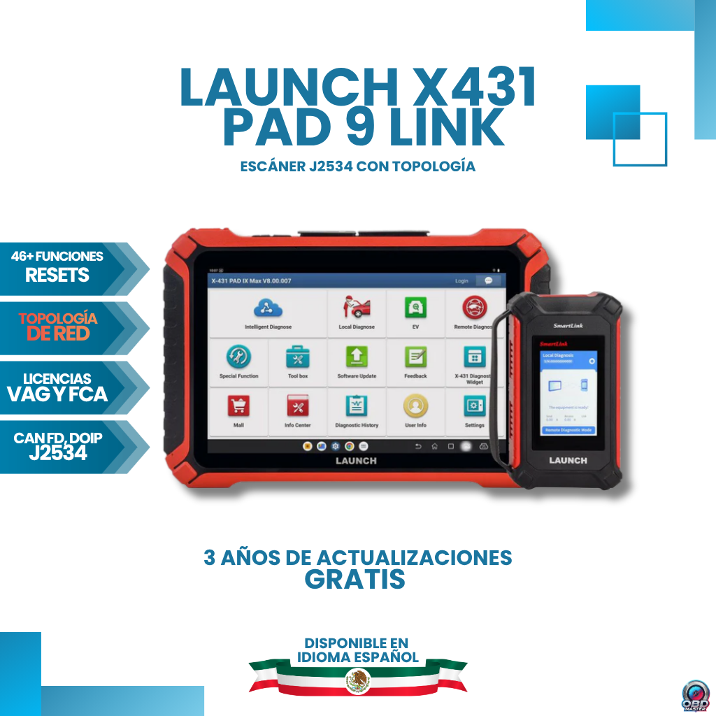 Launch X431 PAD IX (PAD 9) + 3 Años de Actualizaciones + Licencias FCA y SFD VAG
