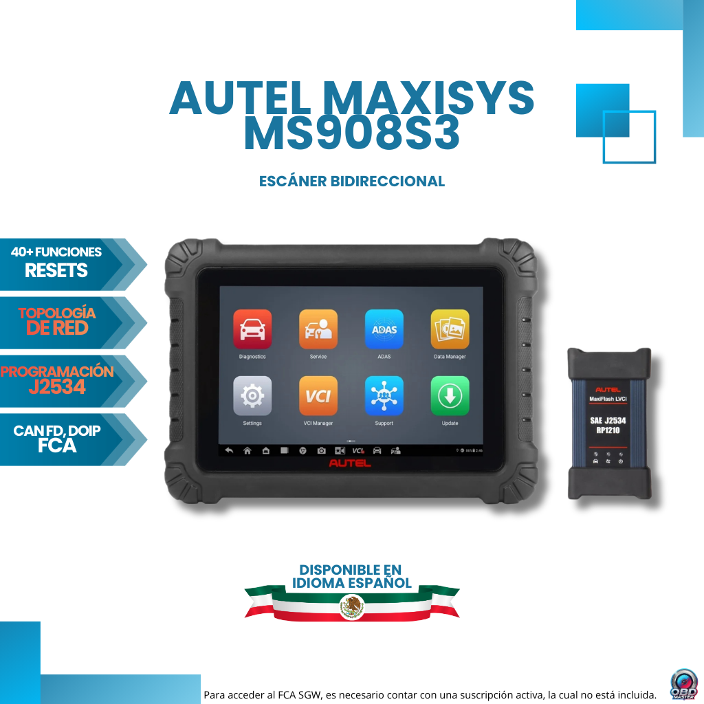 Escáner Autel Maxisys MS908S3 J2534 Topología + 3 Años Actualizaciones