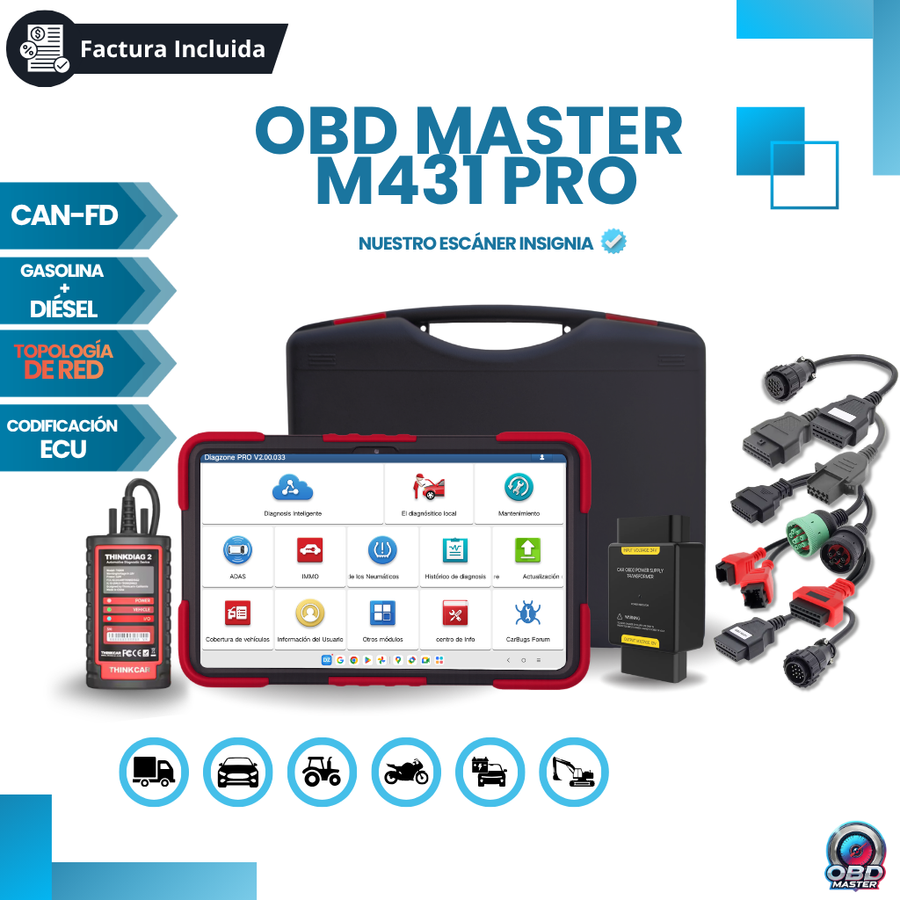 Kit de Escáner OBD Master M431 PRO (GEN 1) para Autos y Camiones con Topología de Red
