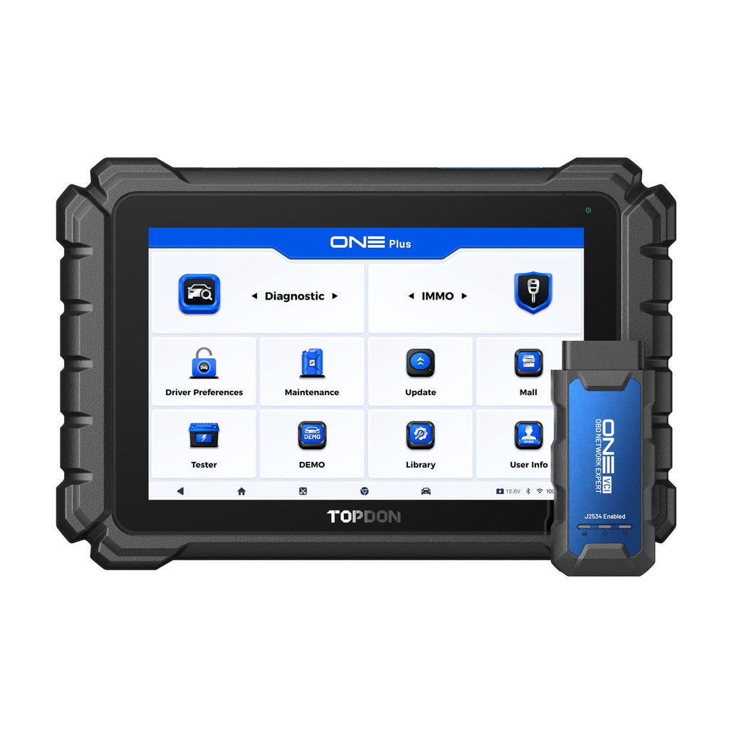 TOPDON ONE Plus – Escáner Profesional 10.1″ J2534, Programación ECU y Topología – vista frontal