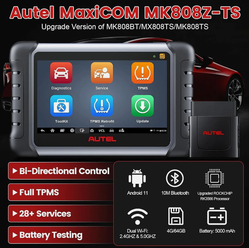 Autel MaxiCOM MK808Z-TS – Escáner Bidireccional con TPMS Completo y Bluetooth